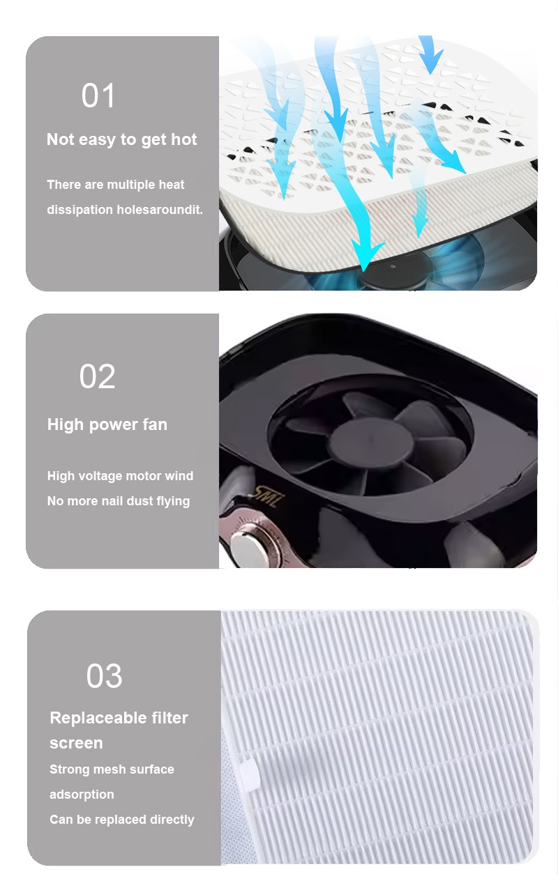 Nail Dust Collector with Replaceable Filter