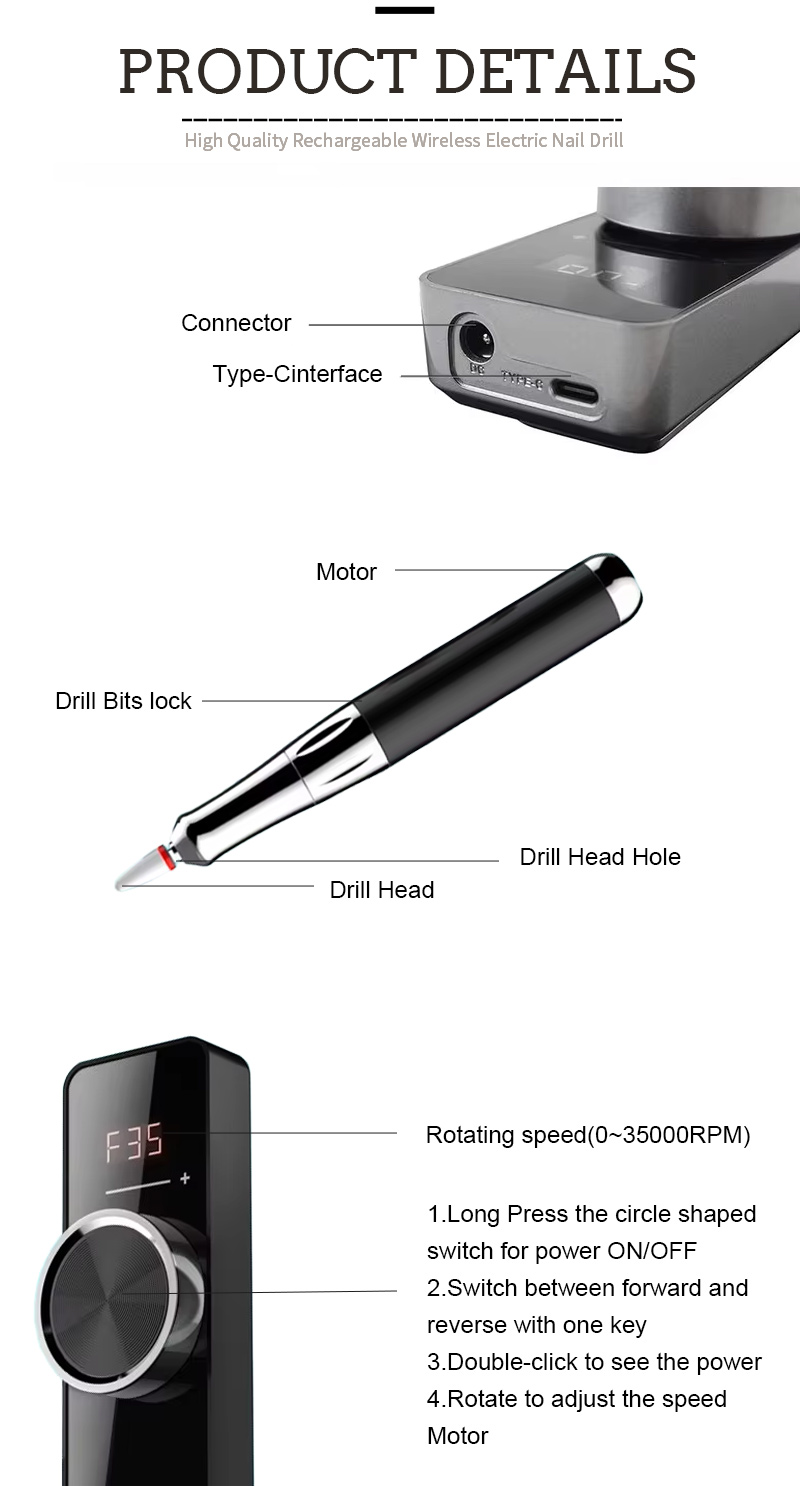 Nail drill with charging base